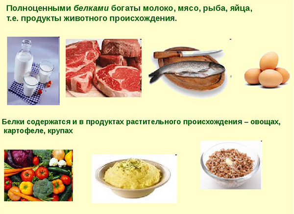 Продукты, содержащие полноценные и неполноценные белки